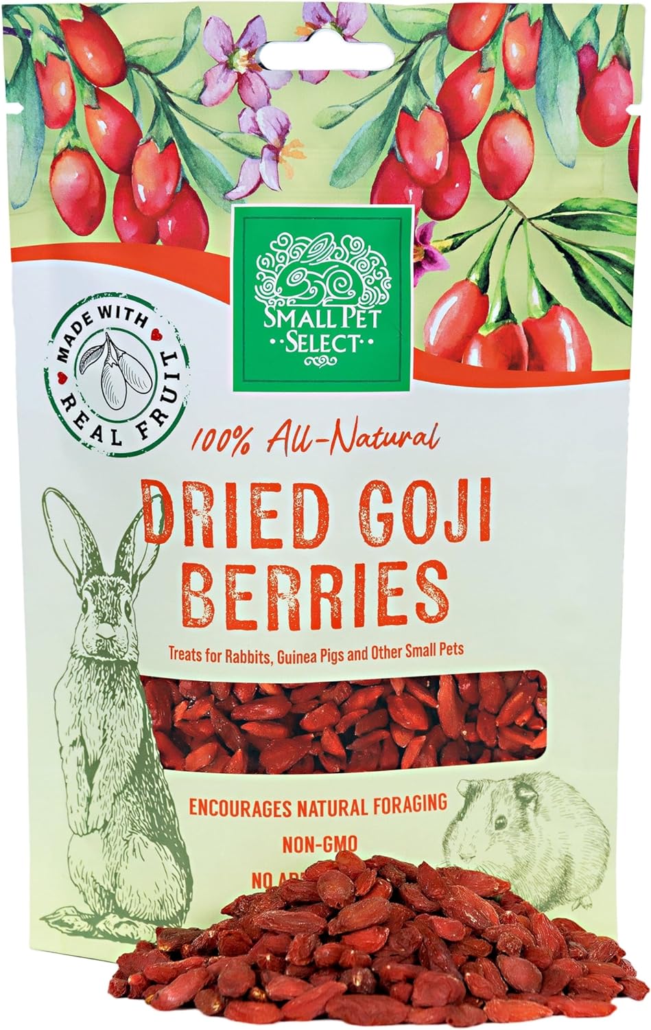 Fruit Sampler – All-Natural Goji Berries, Apple Slices & Banana Chips for Rabbits, Guinea Pigs & Small Pets - Variety Pack, No Added Sugar