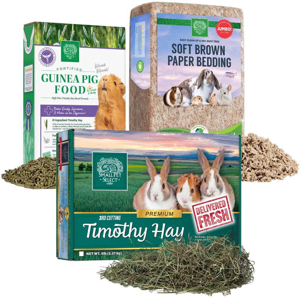 3rd Cut Timothy, Guinea Pig Food Pellets & Bedding