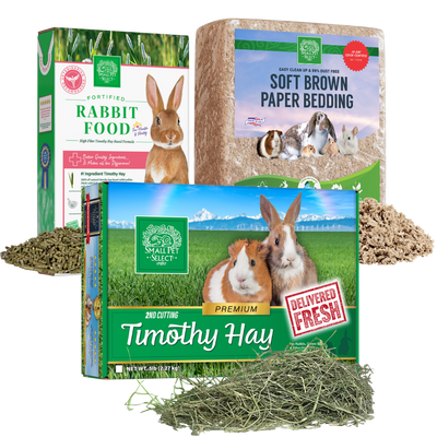 2nd Cut Timothy + Rabbit Food Pellets + Bedding