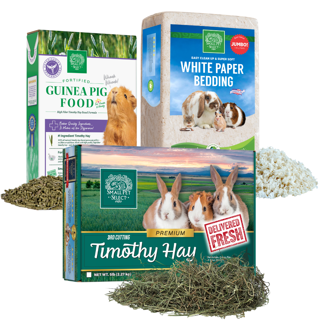 3rd Cut Timothy, Guinea Pig Food Pellets & Bedding