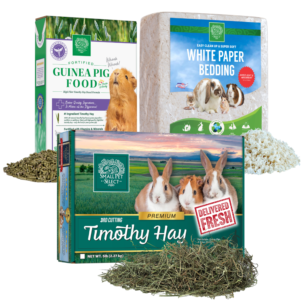 3rd Cut Timothy, Guinea Pig Food Pellets & Bedding