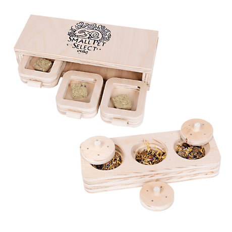Tiny Paws - Wooden Foraging Puzzle and Wooden Drawer Puzzle Bundle